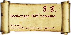 Bamberger Bársonyka névjegykártya